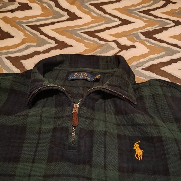 Pull Ralph Lauren Half zip vintage à carreaux Homme Taille S - Picture 4 of 6